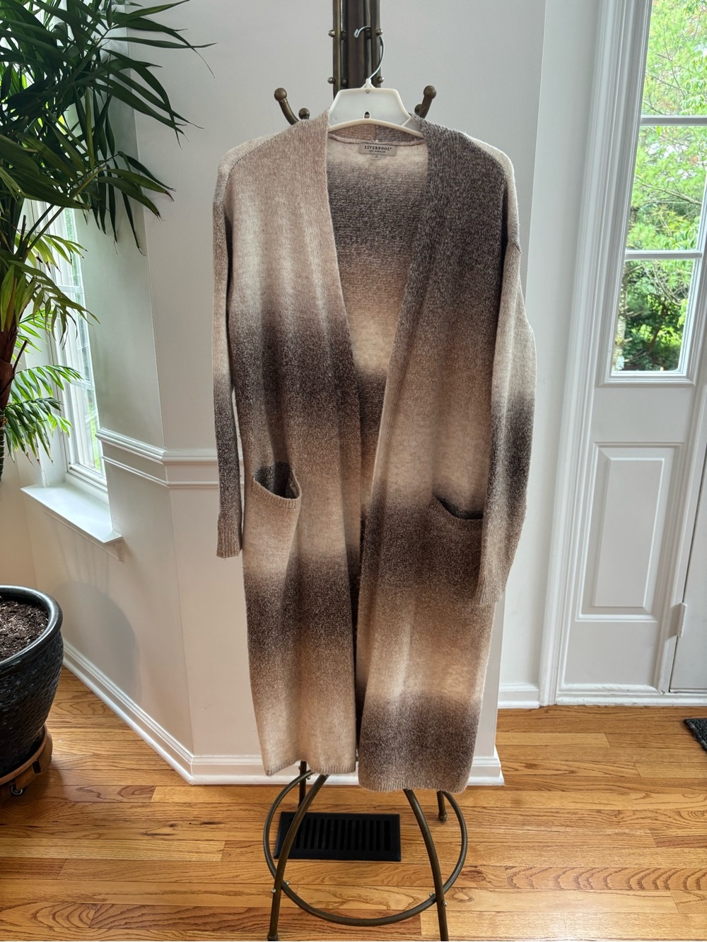 Liverpool Long Open-Front Gradient Brown Cardigan